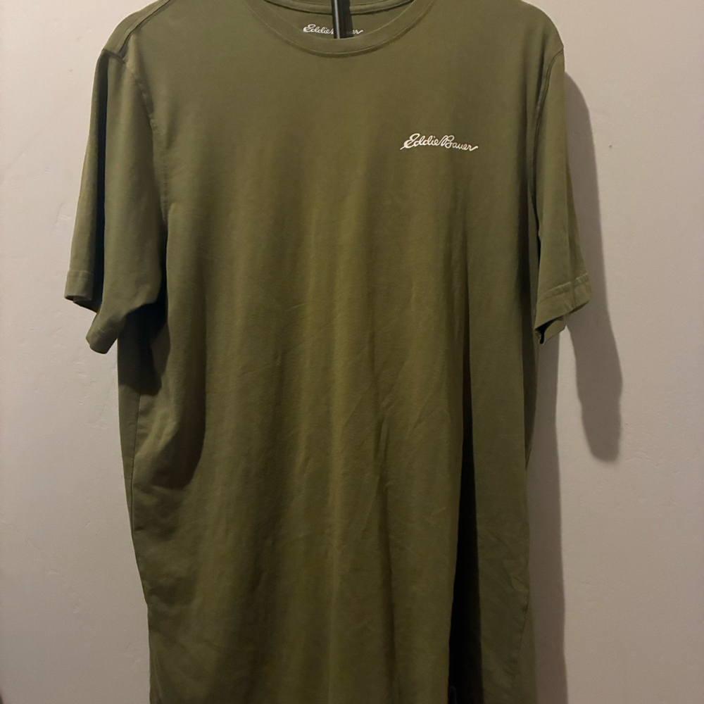 Eddie‎ Bauer Men's Graphic T-Shirt Olive Green Mountains Large Tall TL Nature